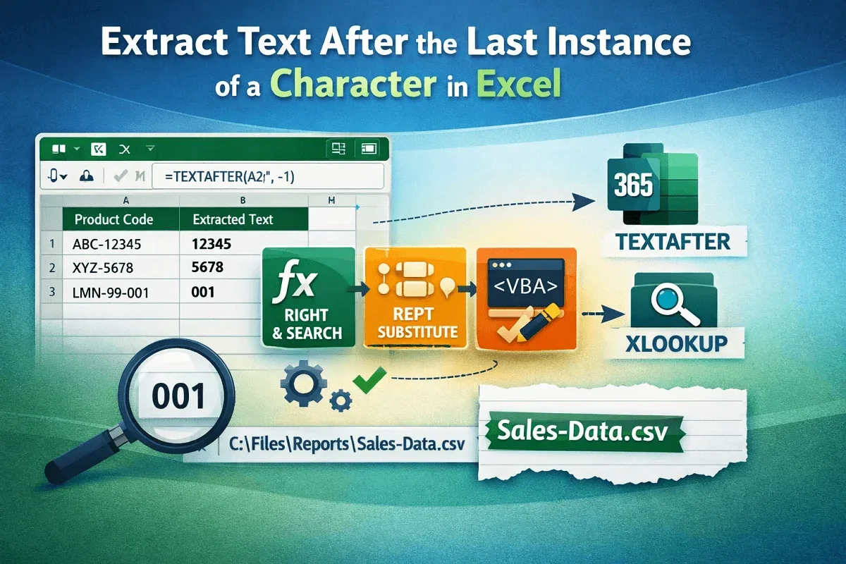 Extract Text After the Last Instance of a Character in Excel
