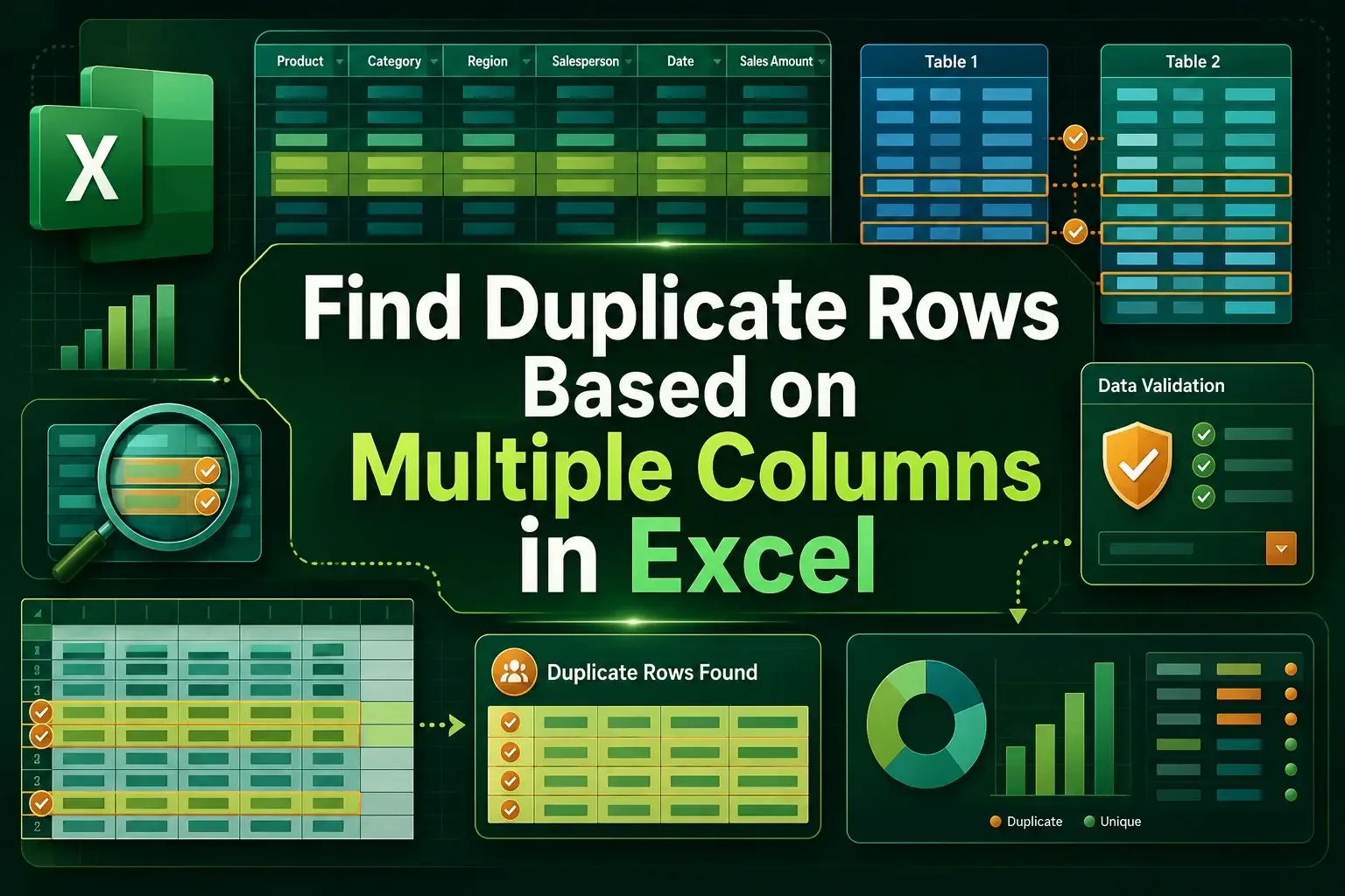 How to Find Duplicate Rows Based on Multiple Columns in Excel
