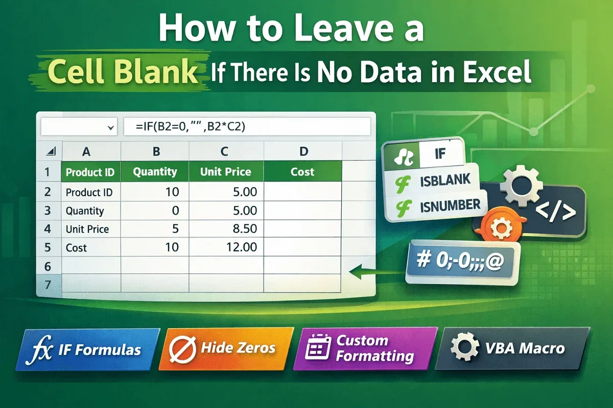 How to Leave a Cell Blank If There Is No Data in Excel