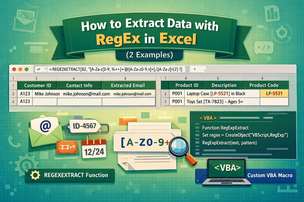 How to Extract Data with ReGex in Excel (2 Examples)