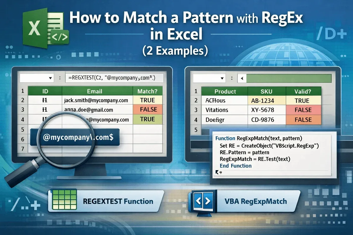 How to Match a Pattern with RegEx in Excel (2 Examples)