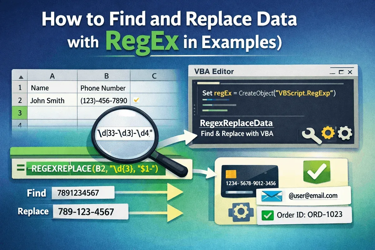 How to Find and Replace Data with RegEx in Excel (2 Examples)