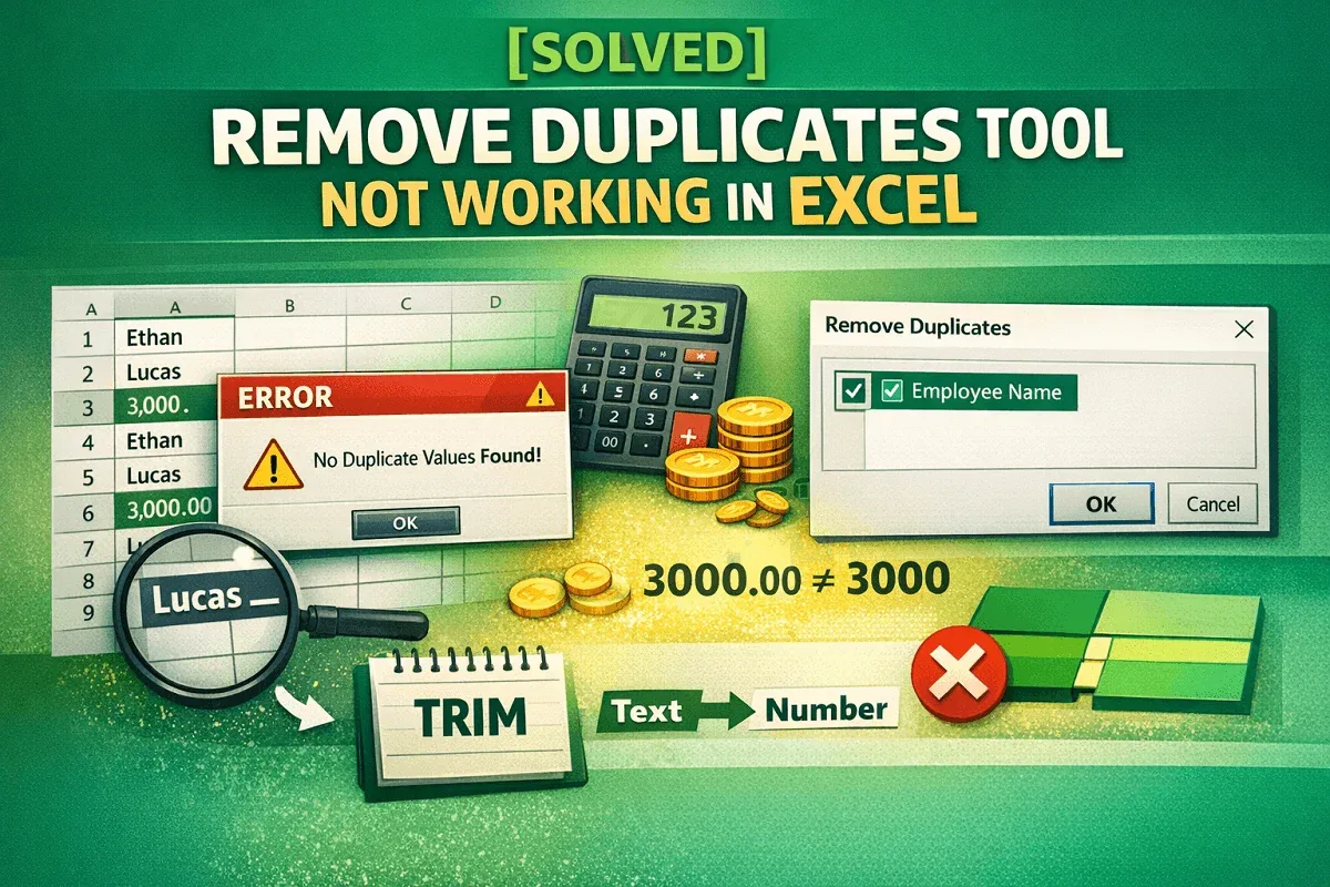 [Solved] Remove Duplicates Tool Not Working in Excel