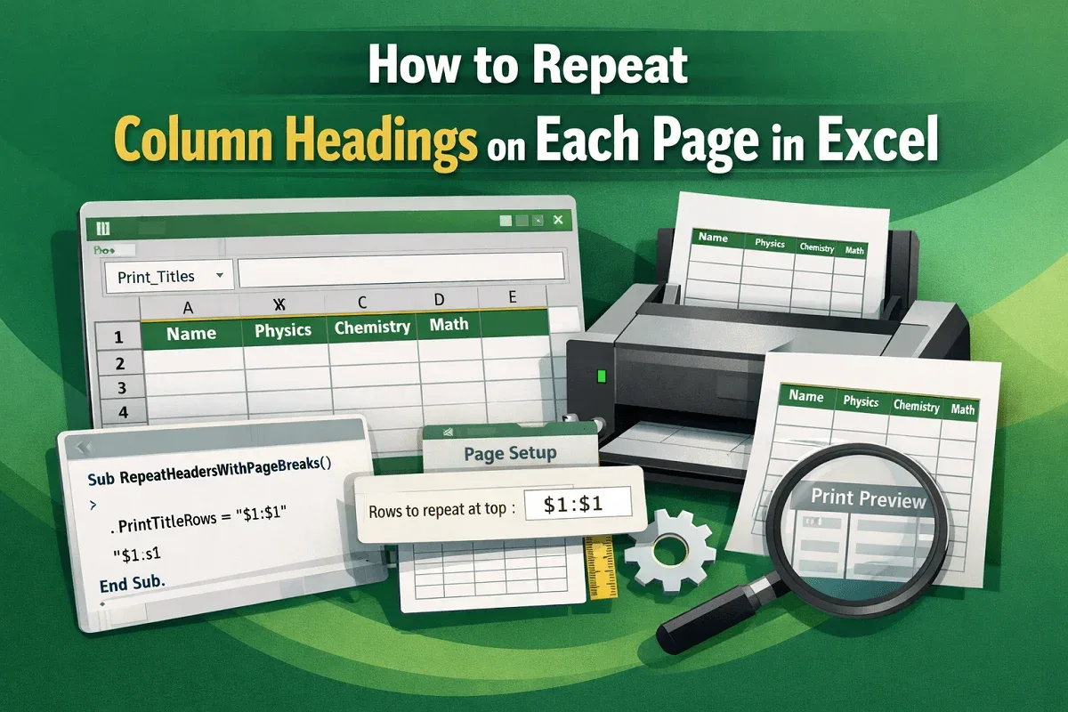 How to Repeat Column Headings on Each Page in Excel