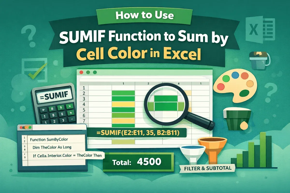How to Use SUMIF Function to Sum by Cell Color in Excel