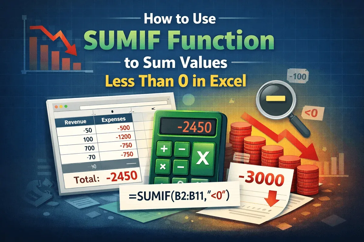 How to Use SUMIF Function to Sum Values Less Than 0 in Excel