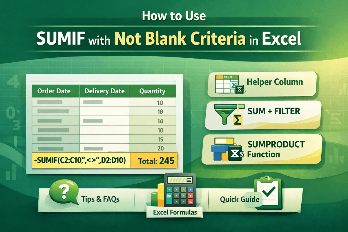 How to Use SUMIF with Not Blank Criteria in Excel
