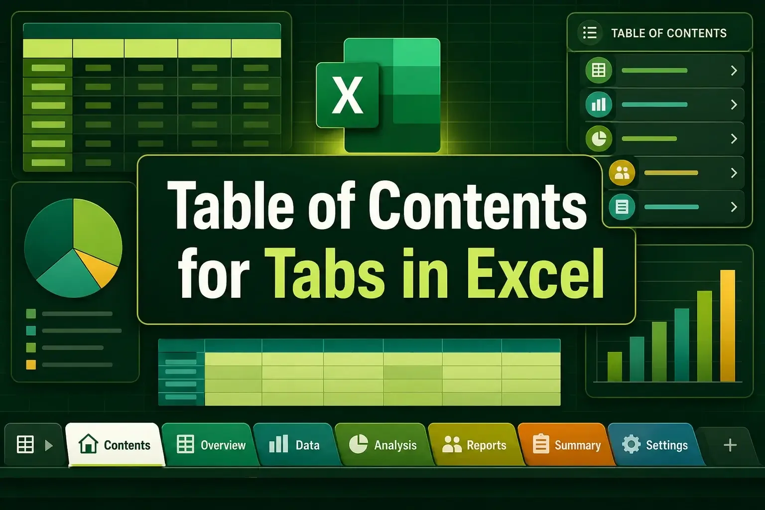 How to Create a Table of Contents for Tabs in Excel