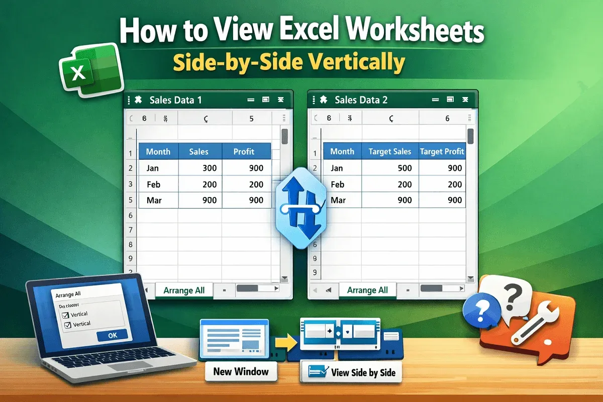 How to View Excel Worksheets Side-by-Side Vertically