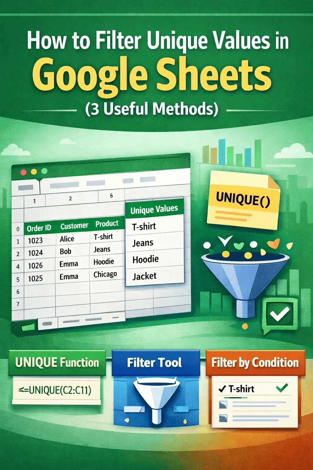 How to Filter Unique Values in Google Sheets (3 Useful Methods)