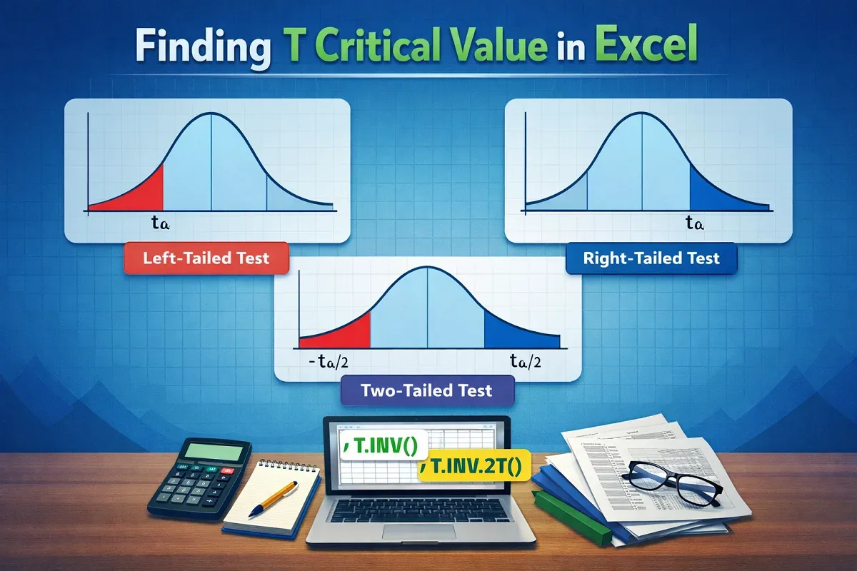 How to Find T Critical Value in Excel (Left, Right & 2-Tailed Tests)