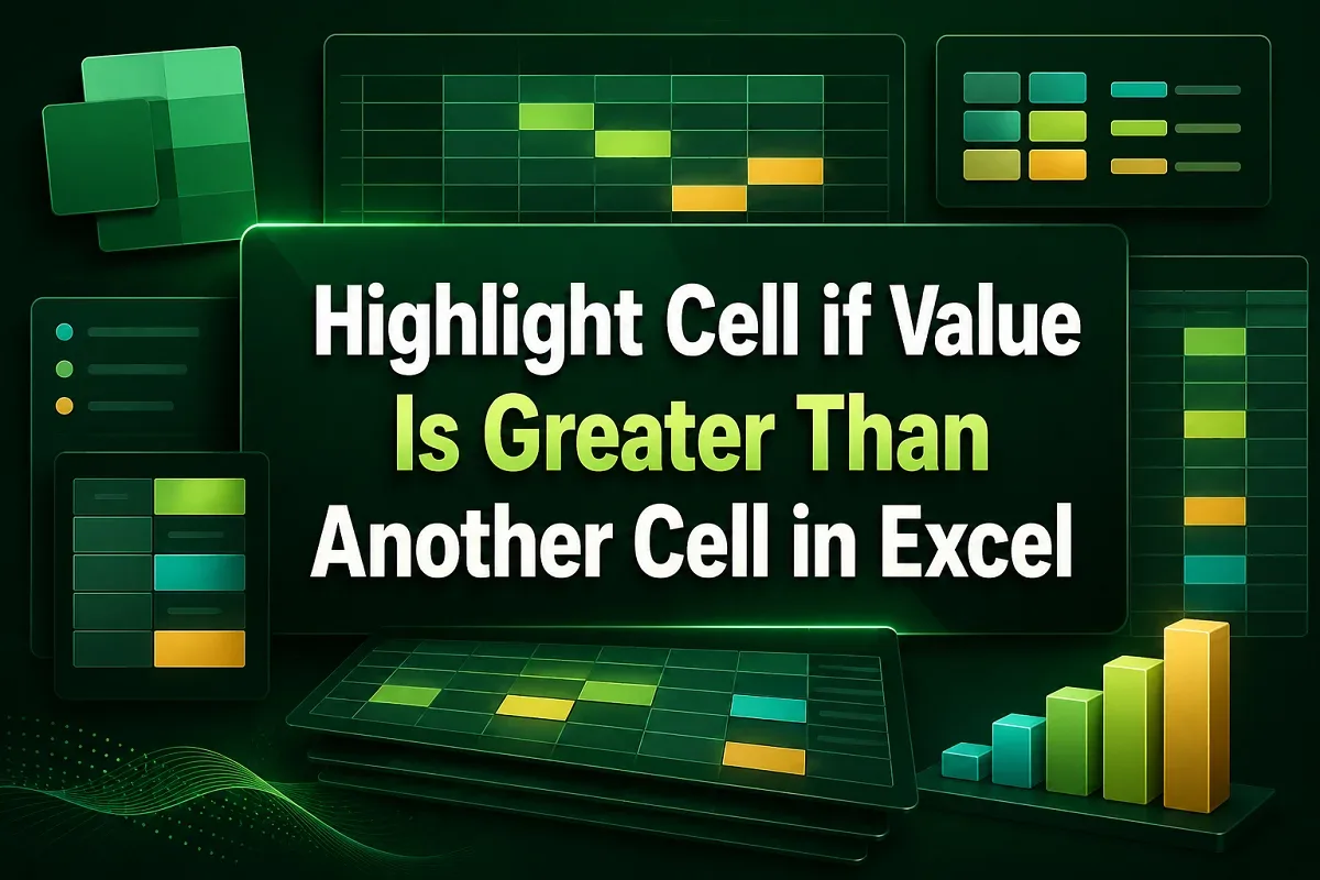 Highlight a Cell in Excel if Value Is Greater Than Another Cell
