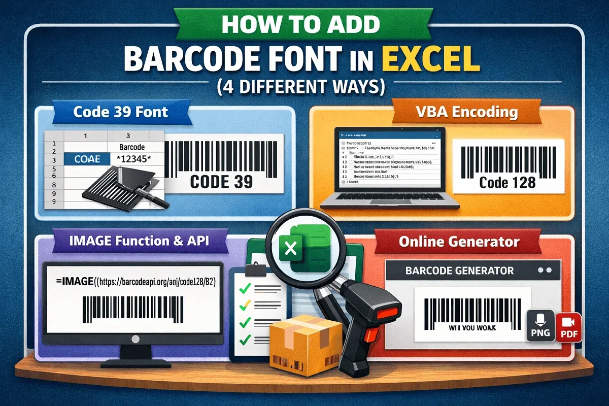 How to Add Barcode Font in Excel (4 Different Ways)