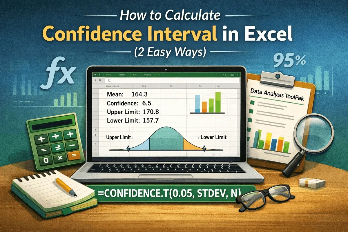 How to Calculate Confidence Interval in Excel (2 Easy Ways)