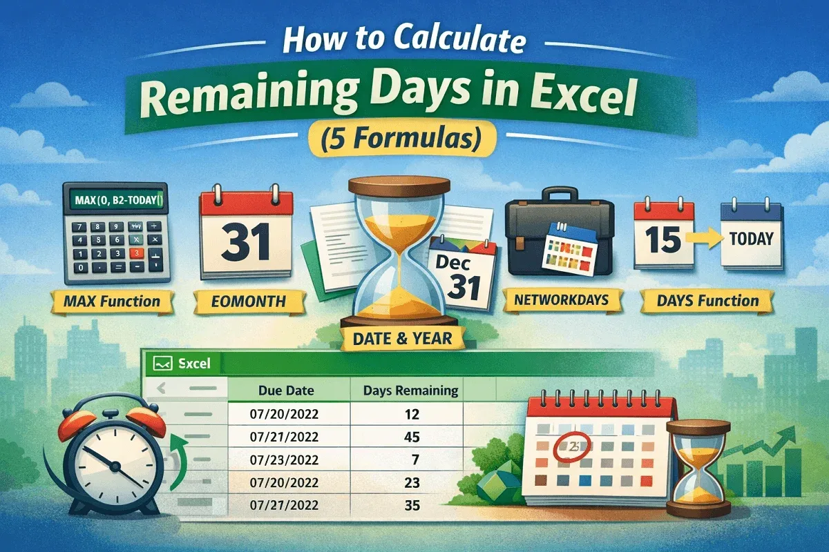 How to Calculate Remaining Days in Excel (5 Formulas)