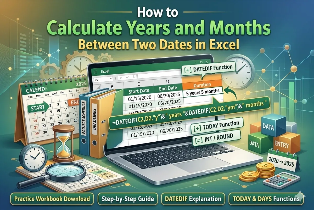 How to Calculate Years and Months Between Two Dates in Excel