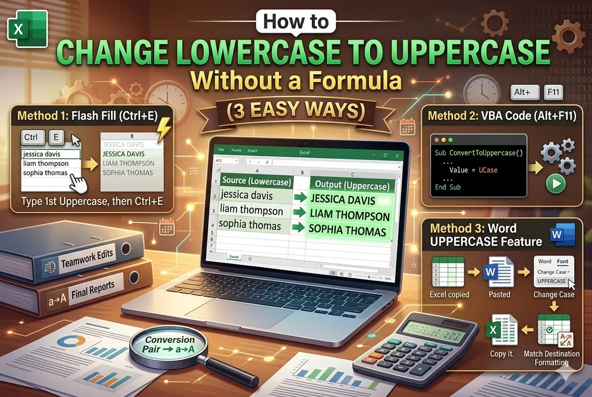 Change Lowercase to Uppercase in Excel Without a Formula