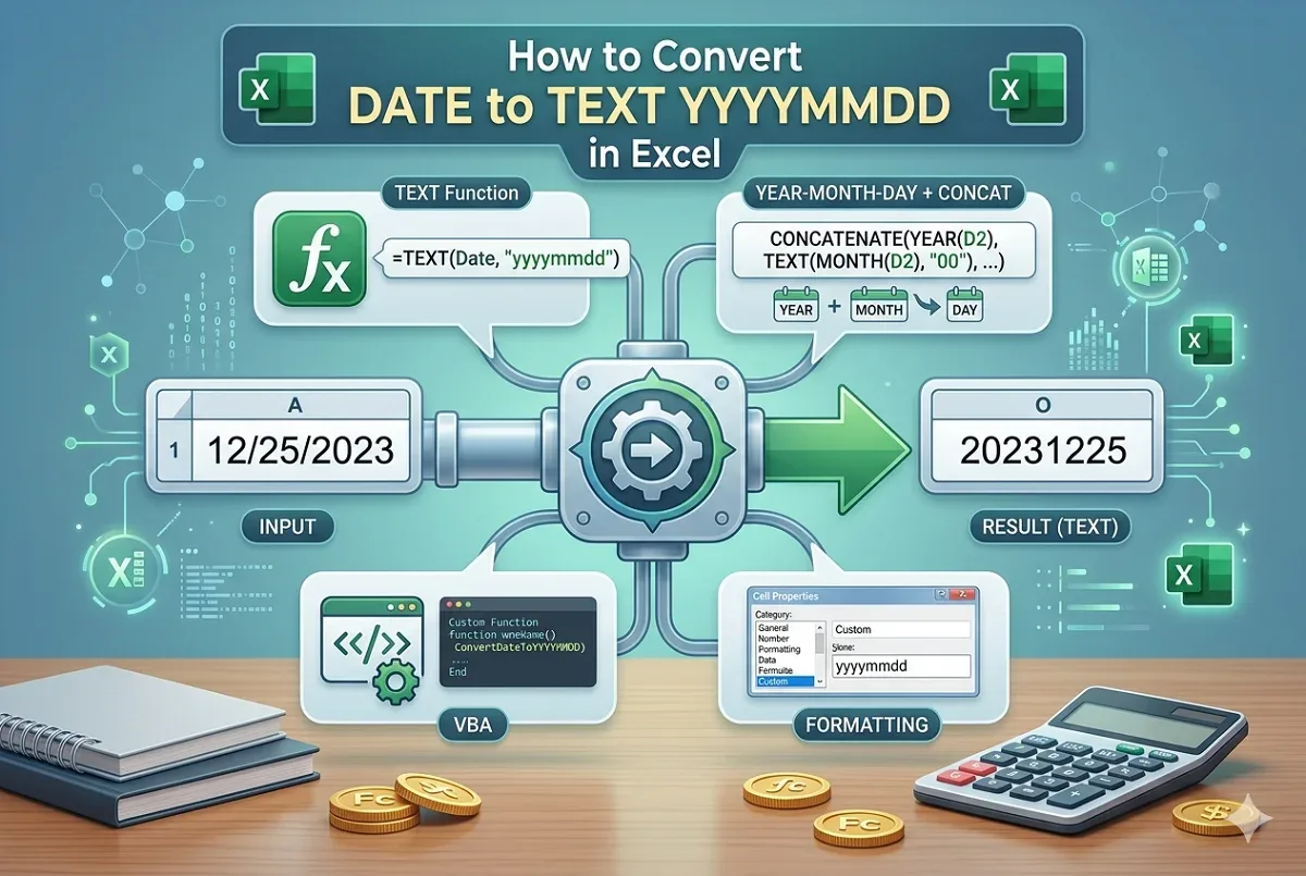How to Convert Date to Text YYYYMMDD in Excel