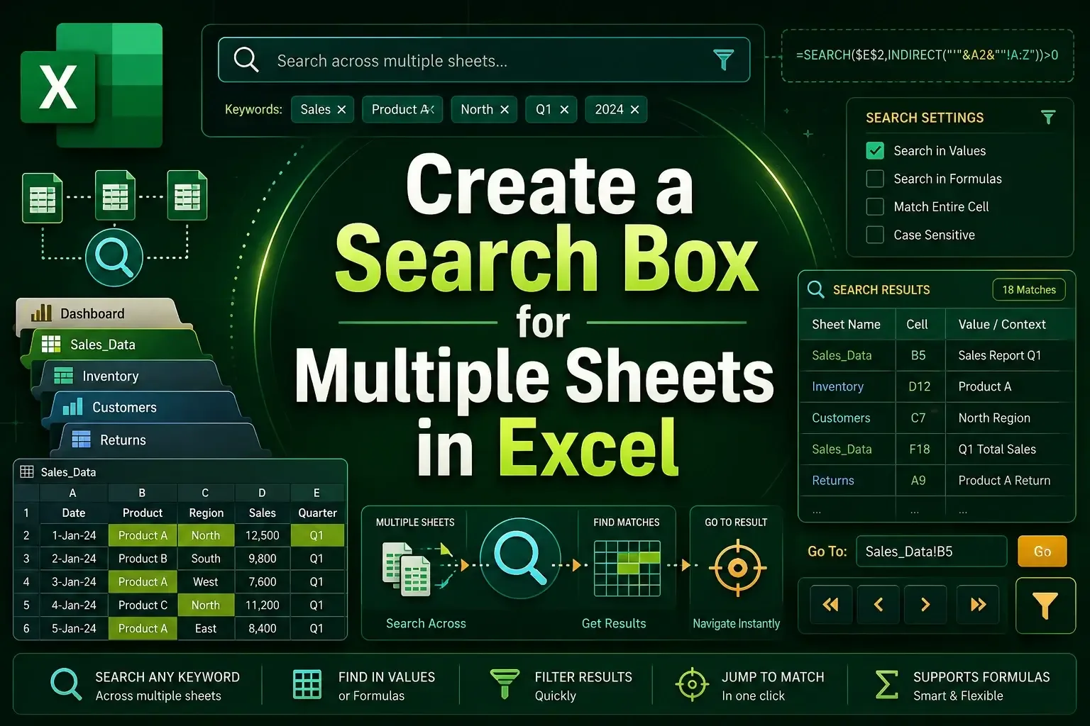 How to Create a Search Box for Multiple Sheets in Excel