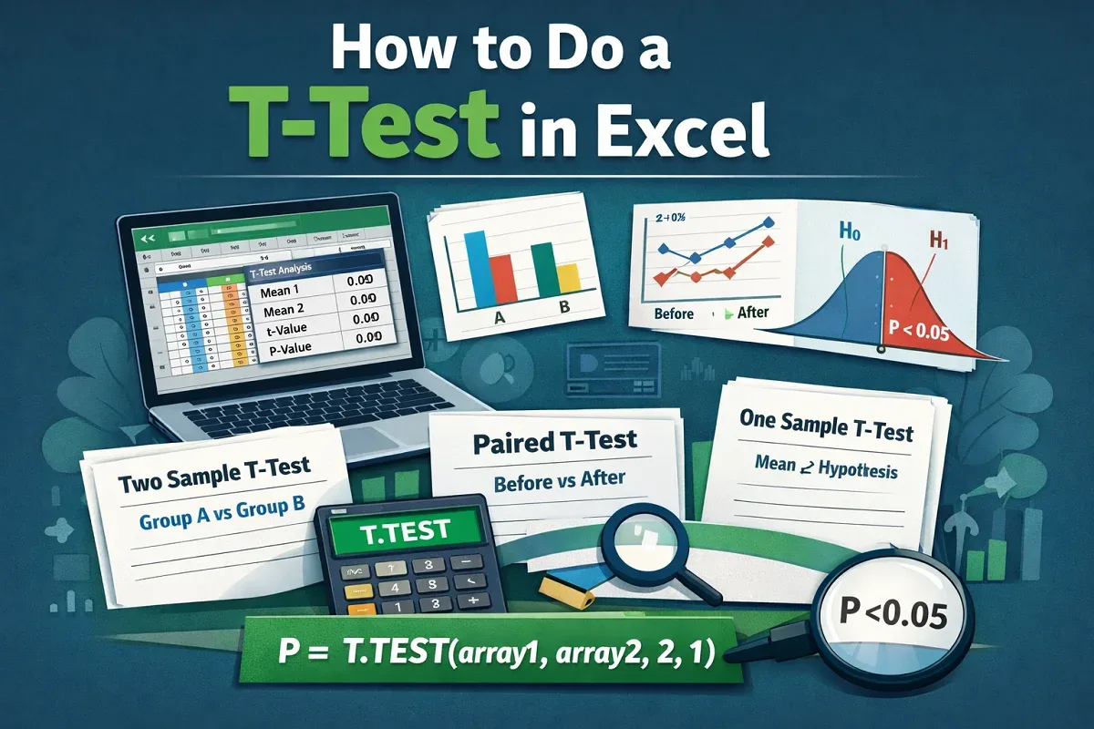 How to Do a T-Test in Excel (Paired, Two & One Sample Tests)