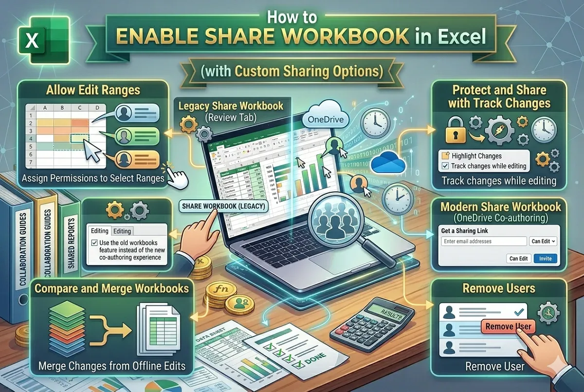How to Enable Share Workbook in Excel (with Custom Sharing)