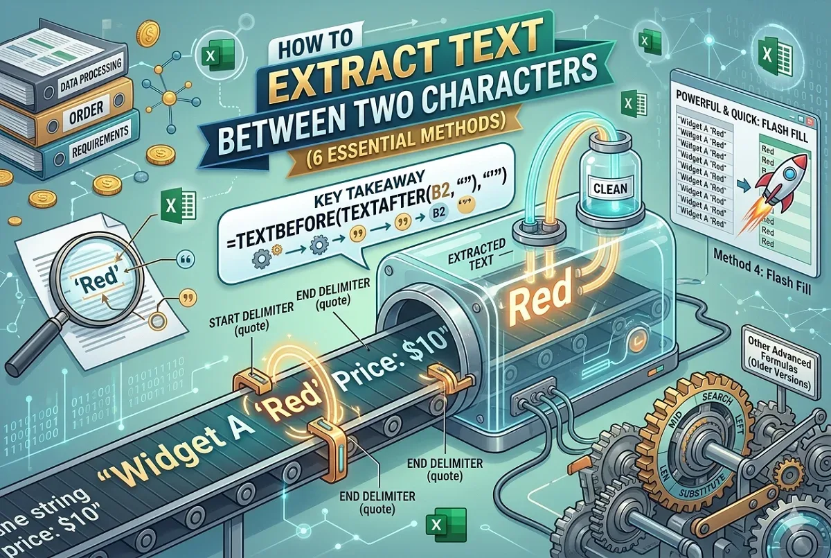 How to Extract Text Between Two Characters in Excel