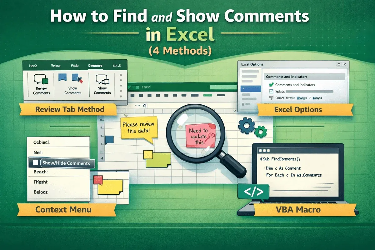 How to Find and Show Comments in Excel (4 Methods)