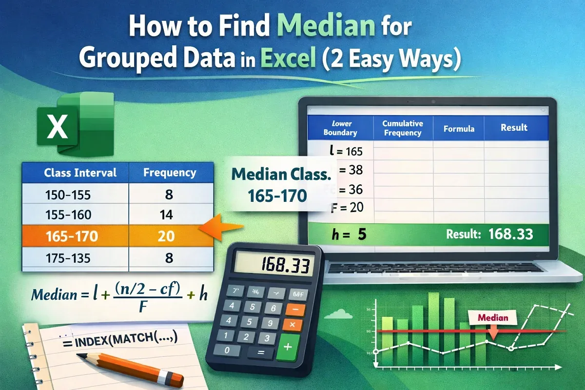 How to Find Median for Grouped Data in Excel (2 Easy Ways)