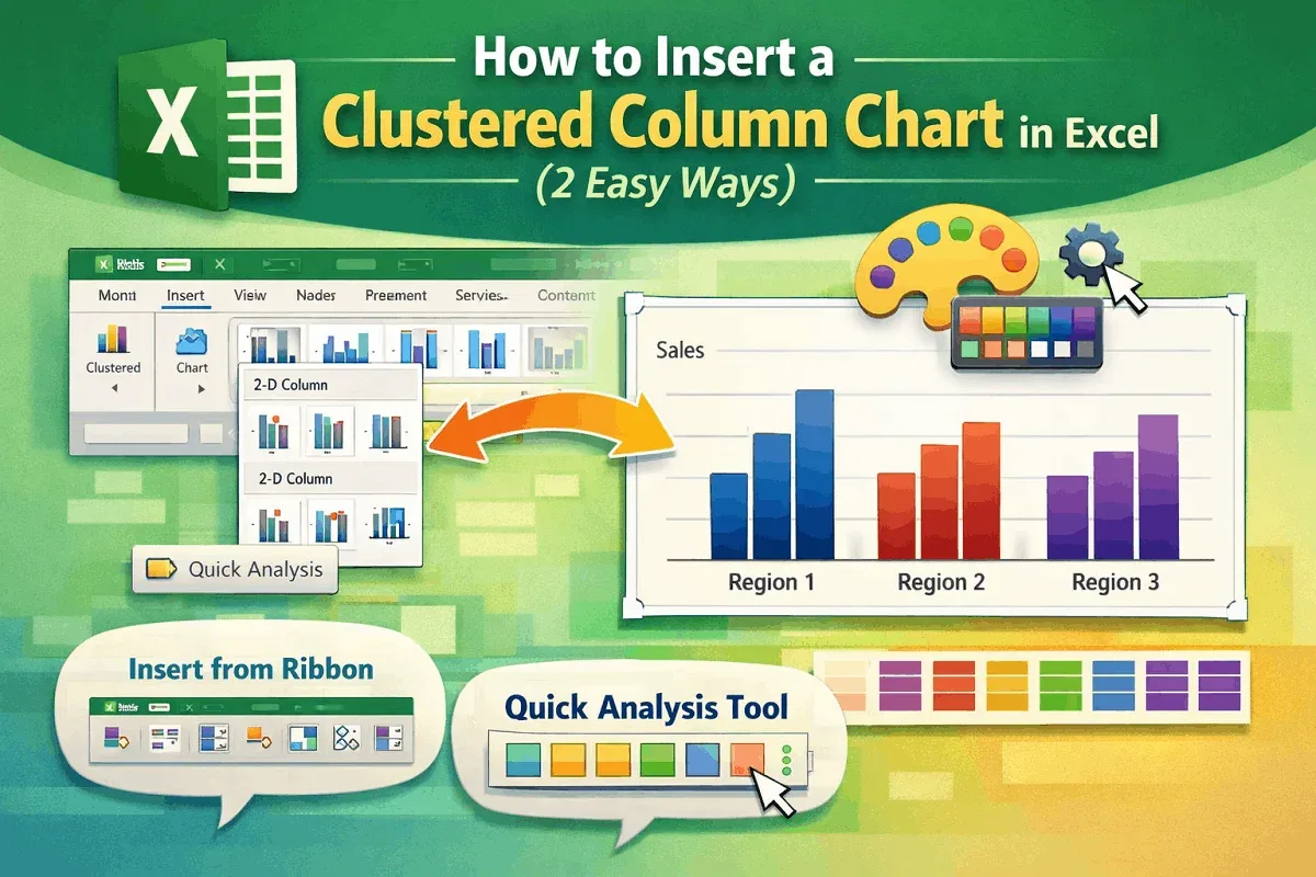 How to Insert a Clustered Column Chart in Excel (2 Easy Ways)