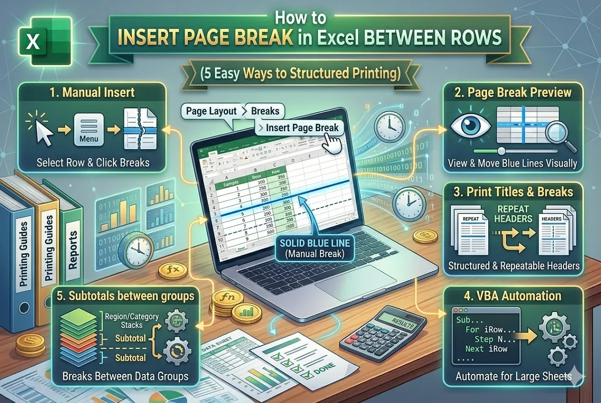How to Insert Page Break in Excel Between Rows (5 Easy Ways)
