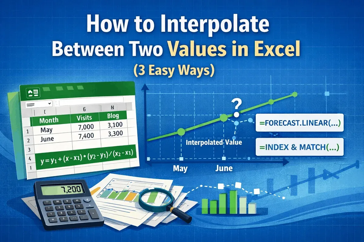 How to Interpolate between Two Values in Excel (3 Easy Ways)