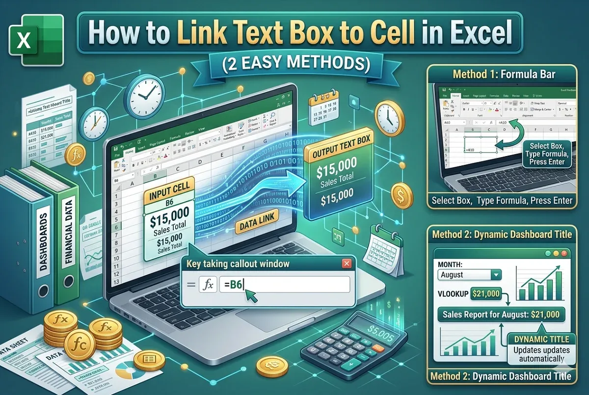 How to Link Text Box to Cell in Excel (2 Easy Methods)