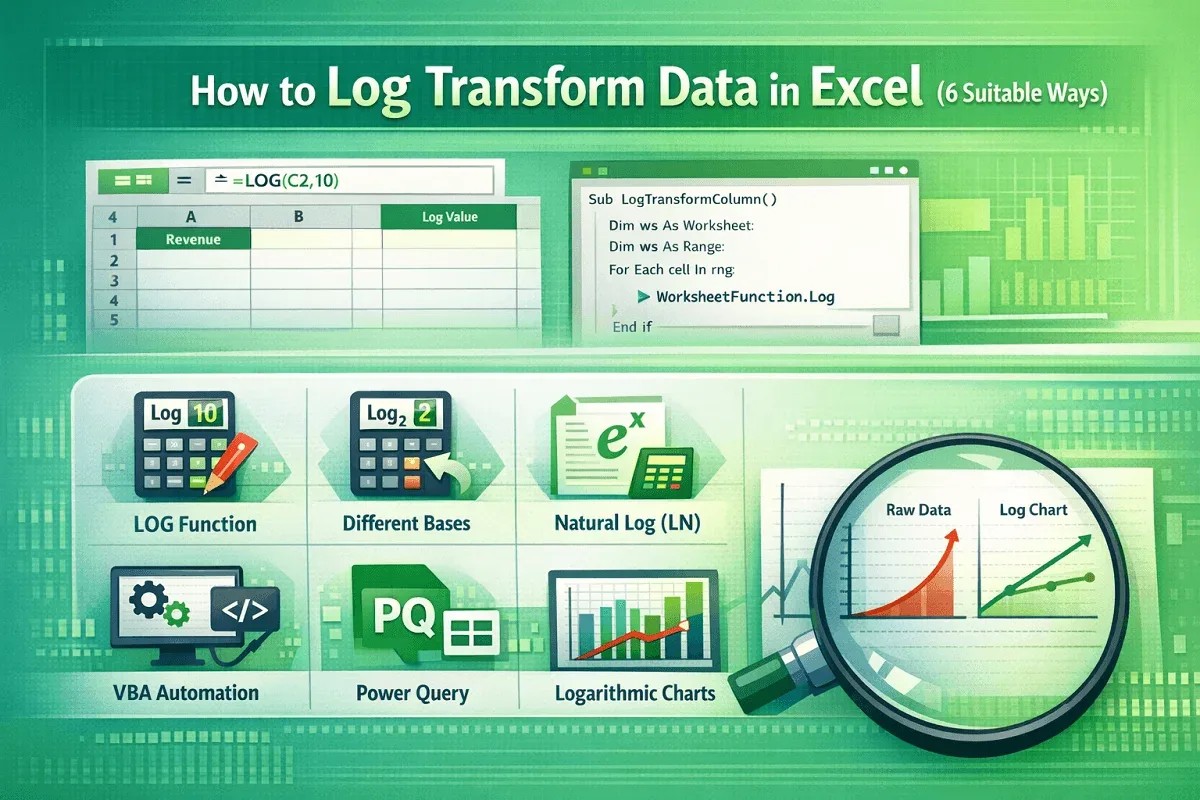 How to Log Transform Data in Excel (6 Suitable Ways)