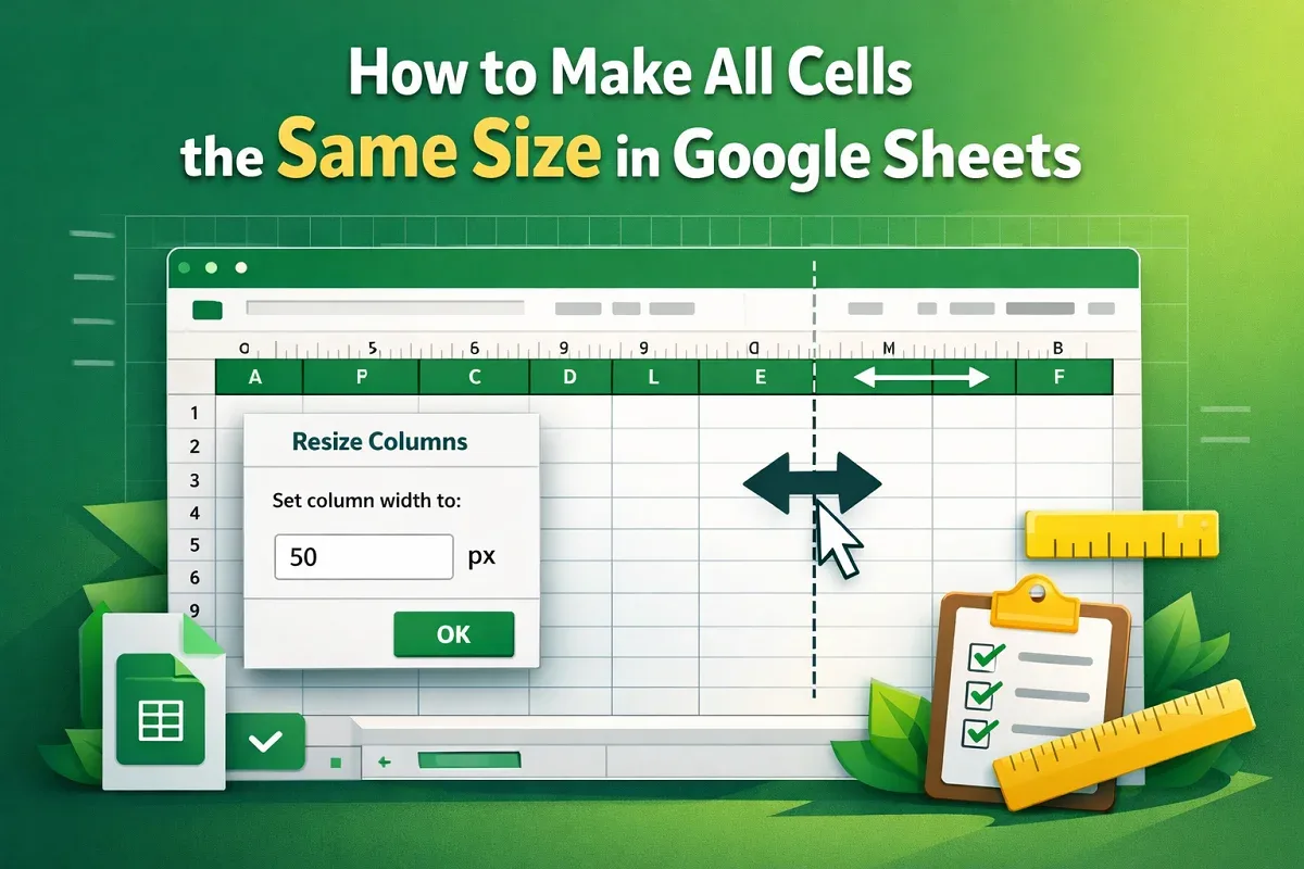 How to Make All Cells the Same Size in Google Sheets