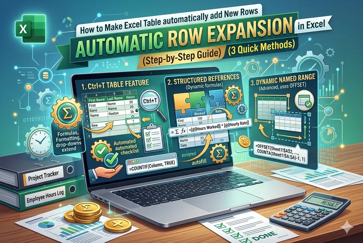 How to Make Excel Table Automatically Add New Row