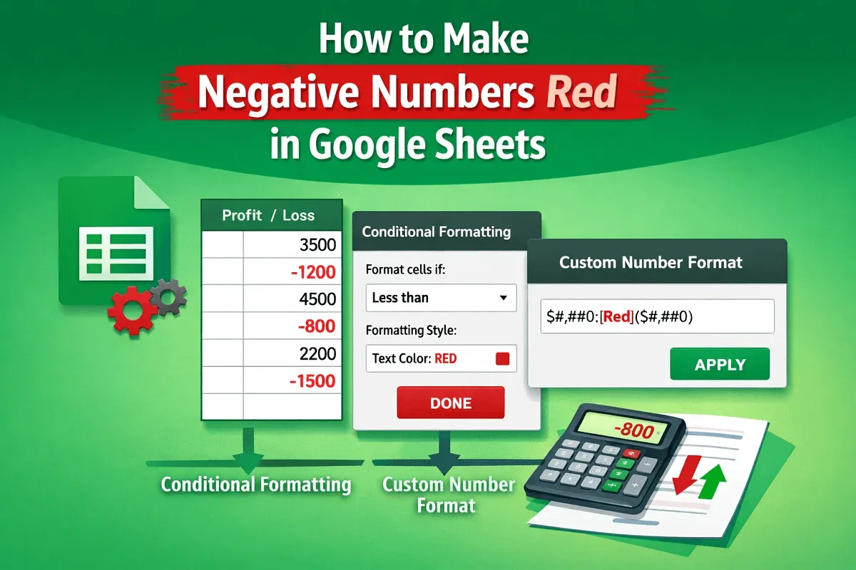 How to Make Negative Numbers Red in Google Sheets