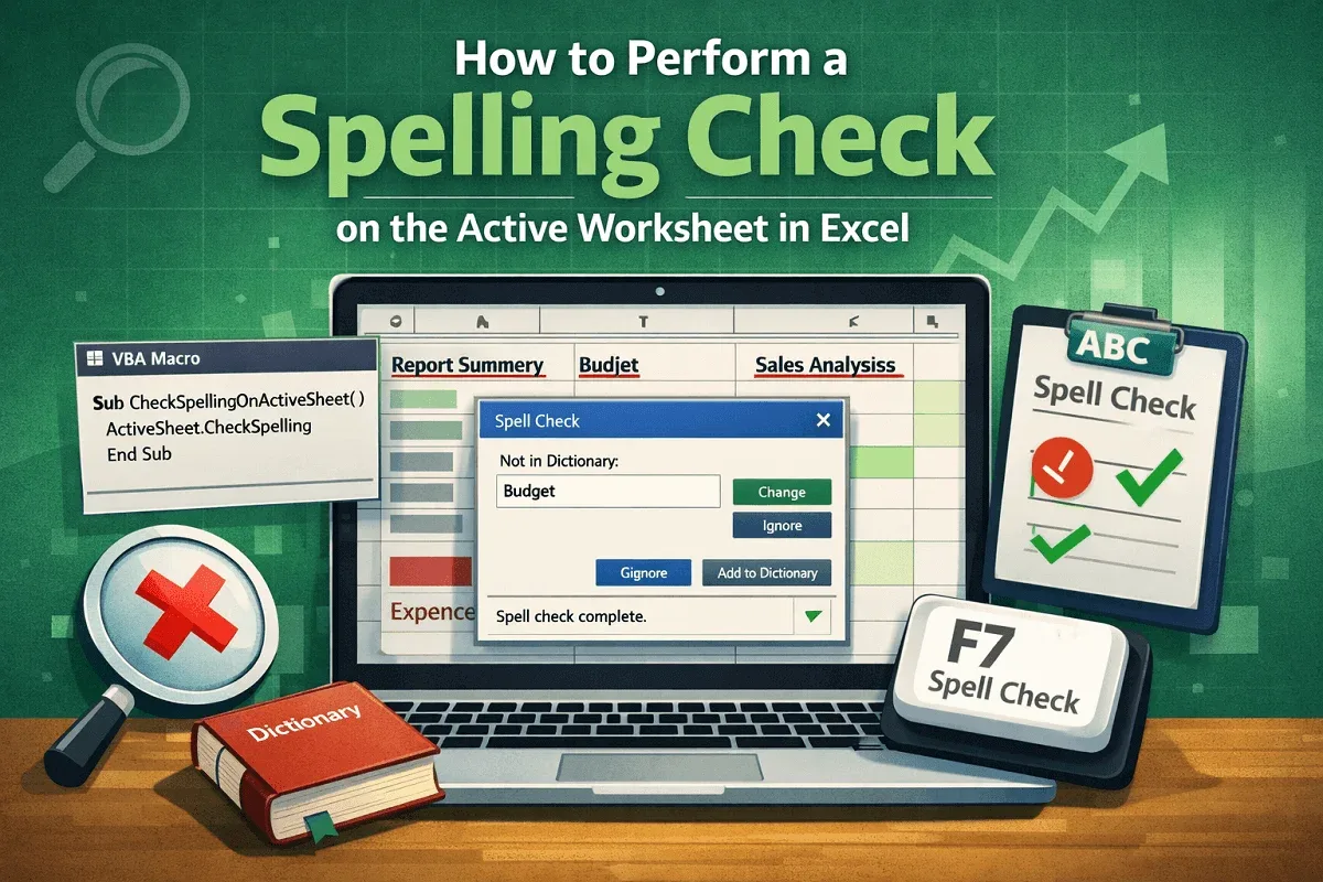 How to Perform a Spelling Check on the Active Worksheet in Excel