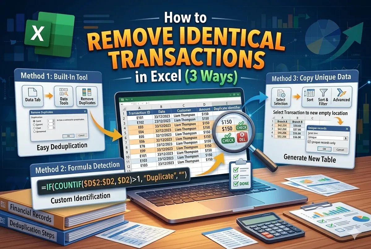 How to Remove Rows Containing Identical Transactions in Excel