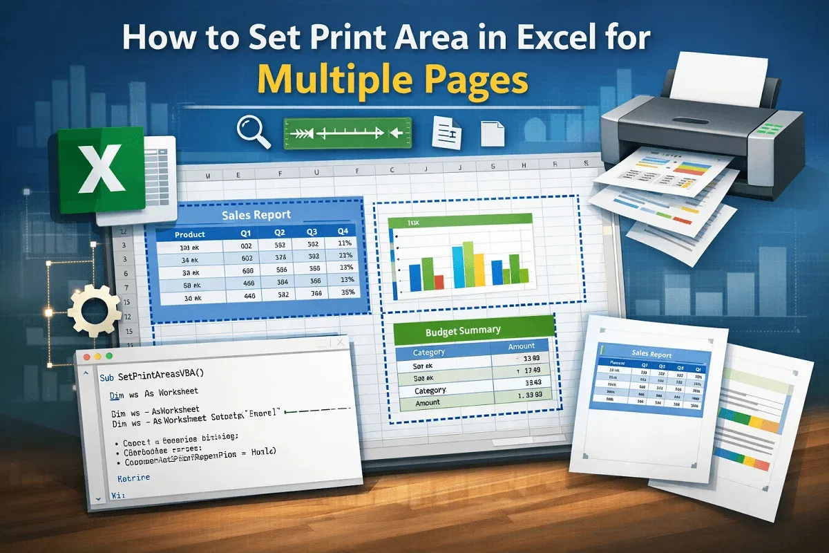 How to Set Print Area in Excel for Multiple Pages