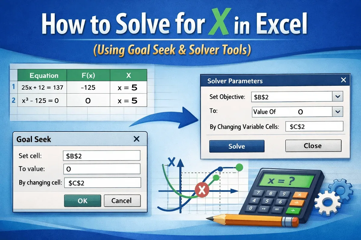 How to Solve for X in Excel (Using Goal Seek & Solver Tools)