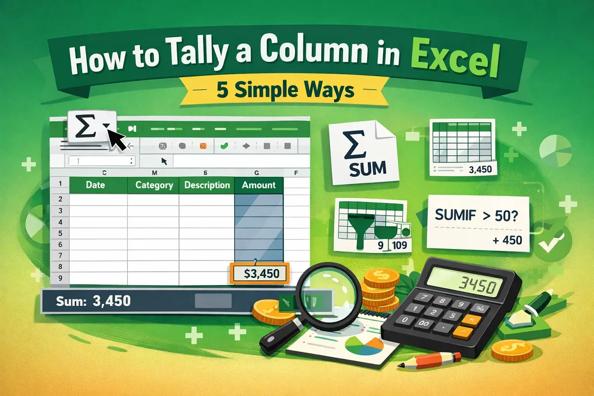 How to Tally a Column in Excel (5 Simple Ways)