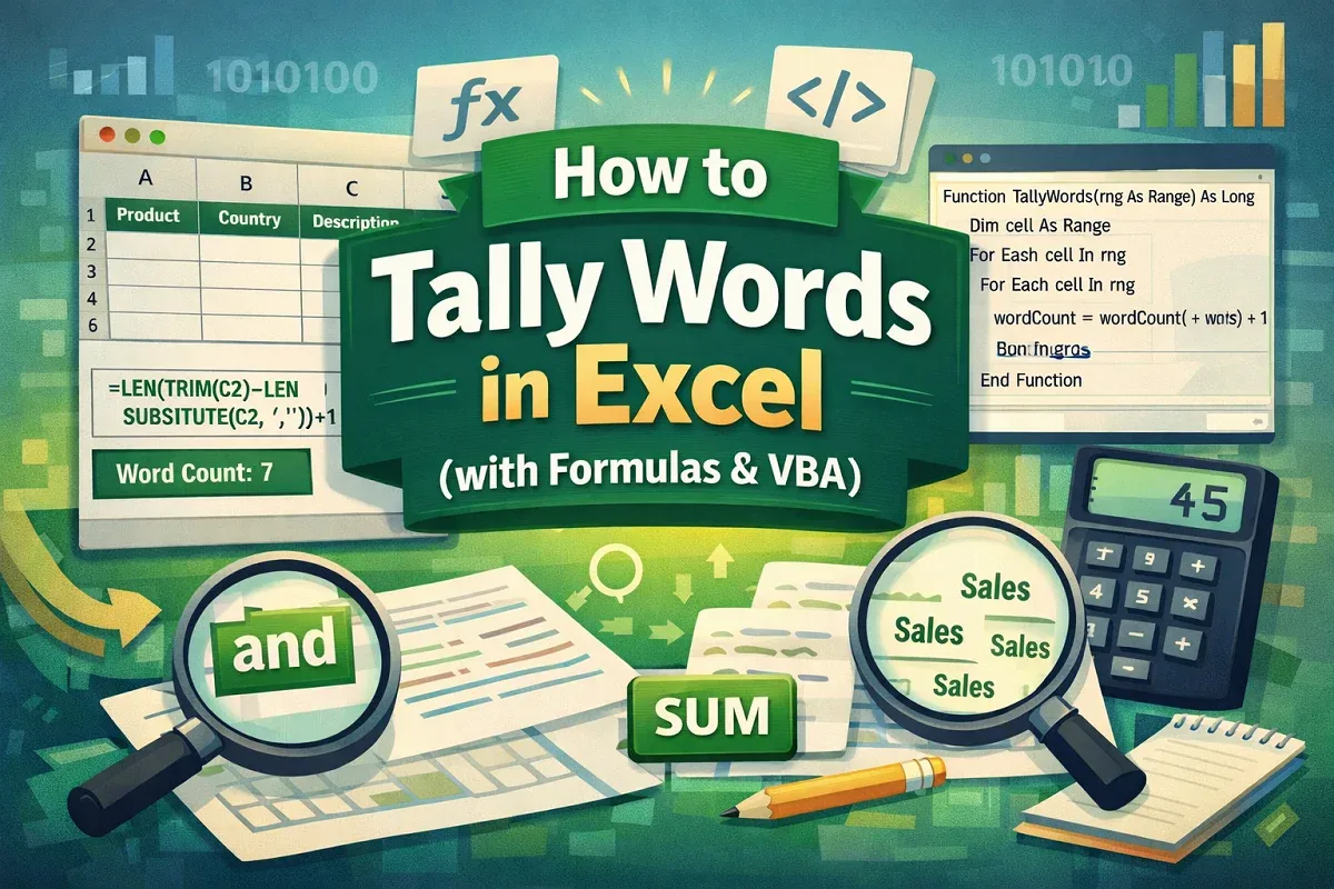 How to Tally Words in Excel (with Formulas & VBA)