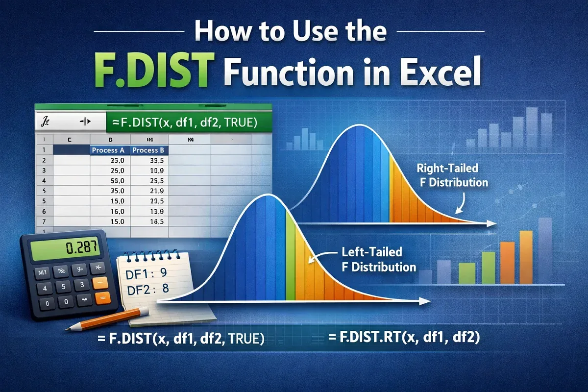 How to Use the F.DIST Function in Excel (with Syntax and Usage)