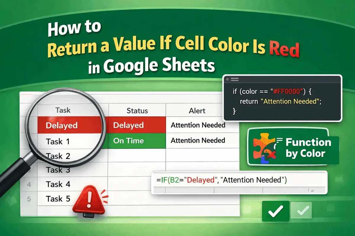 How to Return a Value If Cell Color Is Red in Google Sheets