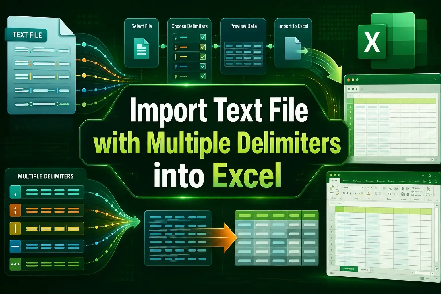 How to Import Text File with Multiple Delimiters into Excel