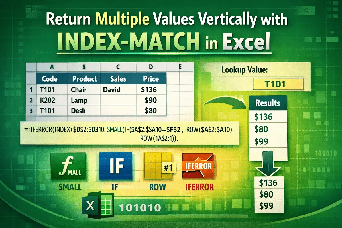 Return Multiple Values Vertically with INDEX-MATCH in Excel