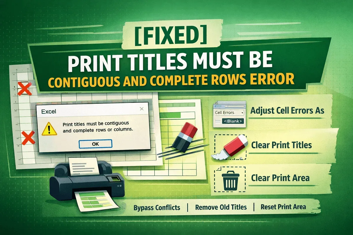 [Fixed] Print Titles Must Be Contiguous and Complete Rows Error