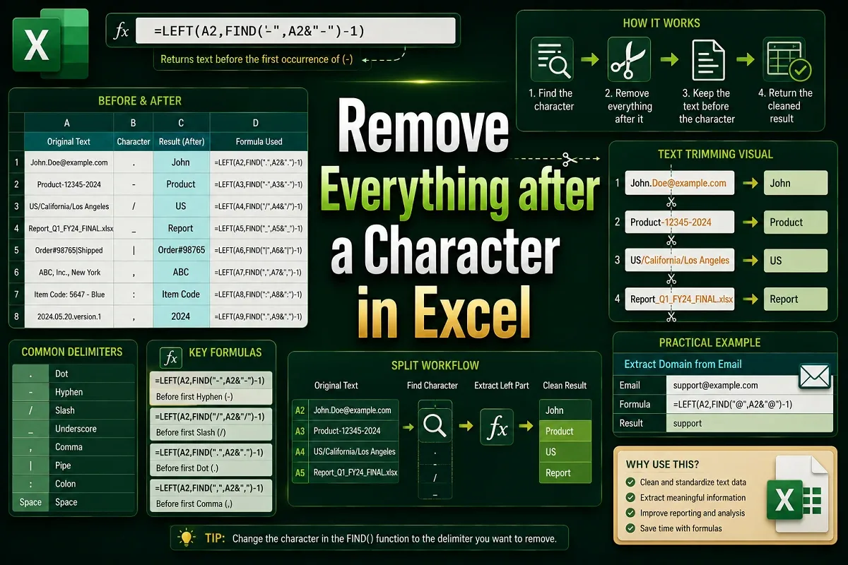 How to Remove Everything after a Character in Excel (4 Methods)