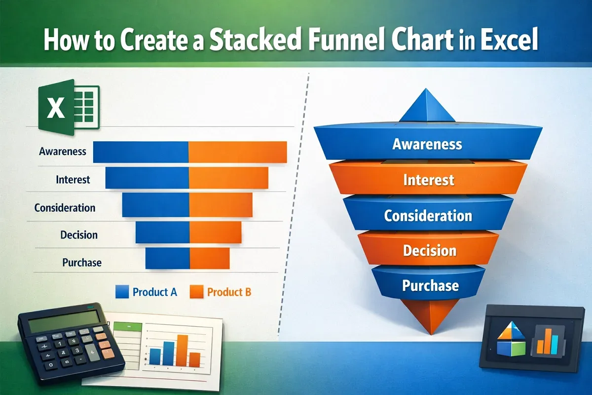 How to Create a Stacked Funnel Chart in Excel (Horizontal & 3D)