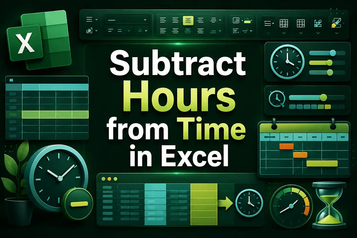 How to Subtract Hours from Time in Excel (7 Different Examples)